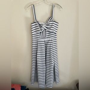 Midi Gray and White Striped Dress